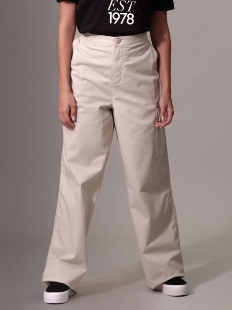 Pantalón Cargo Brushed Cotton Crema Calvin Klein-0