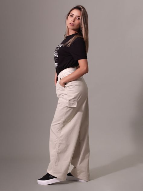 Pantalón Cargo Brushed Cotton Crema Calvin Klein-2