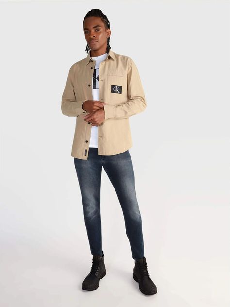 Camisa Textured  Beige Calvin Klein-1