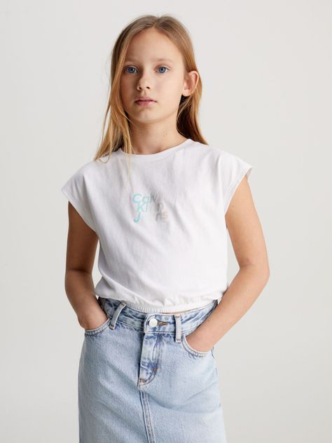 Polera Niña Gradient Flock Blanco Calvin Klein-0