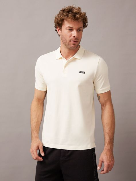 Polo Hombre Stretch Slim Blanco Calvin Klein-0