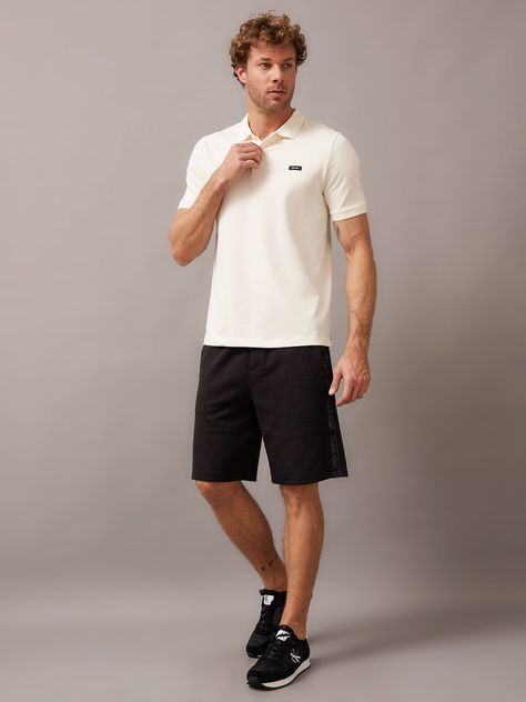 Polo Hombre Stretch Slim Blanco Calvin Klein-1