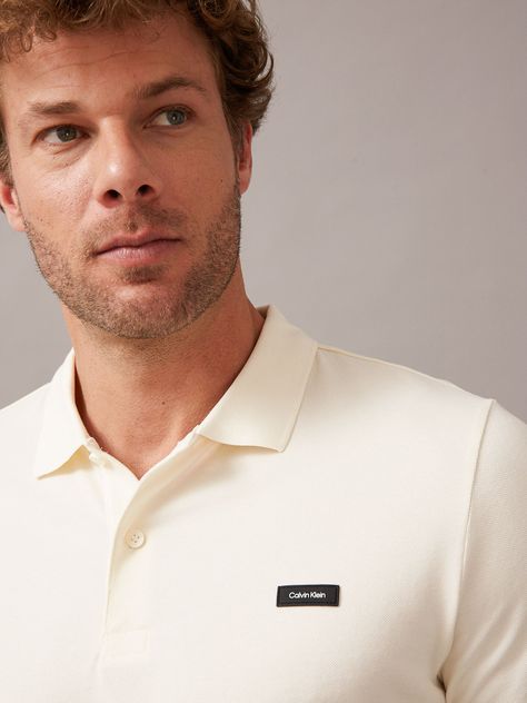 Polo Hombre Stretch Slim Blanco Calvin Klein-3