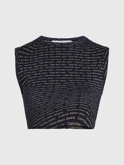 Polera Aop Cropped Negro Calvin Klein-4