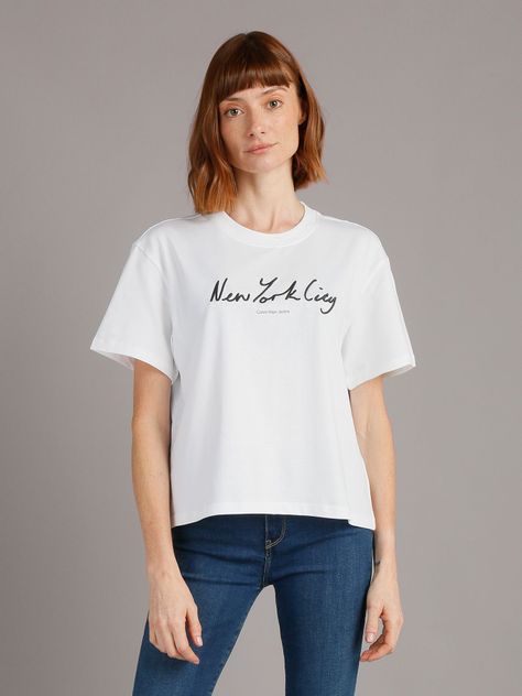 Polera Embroidered Nyc Relaxed Blanco Calvin Klein-0