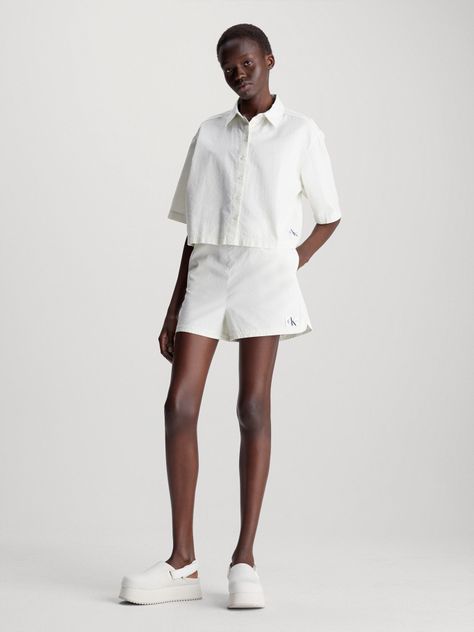Camisa Back Detail Seersucker Blanco Calvin Klein-1