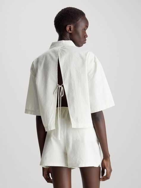 Camisa Back Detail Seersucker Blanco Calvin Klein-2