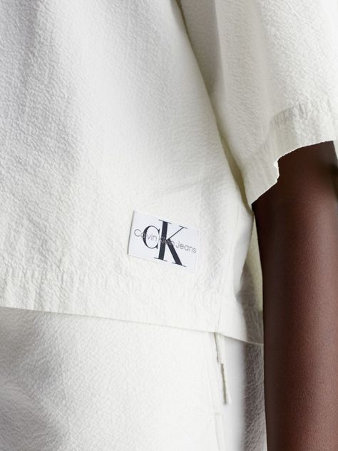 Camisa Back Detail Seersucker Blanco Calvin Klein-3