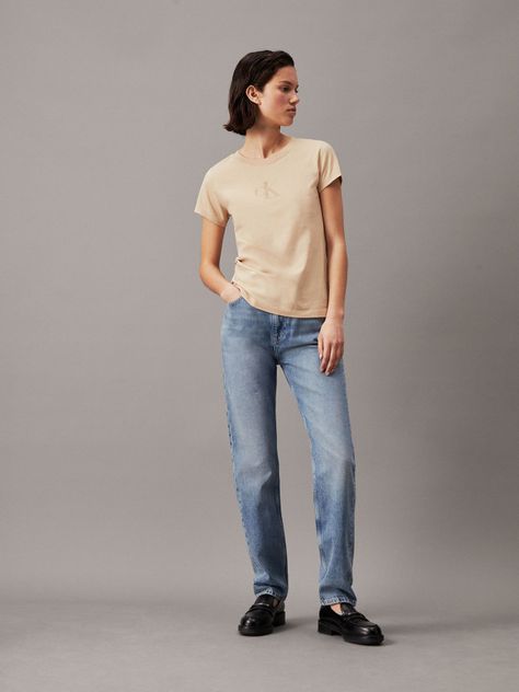 Polera Burn Out Ck Slim Beige Calvin Klein-1