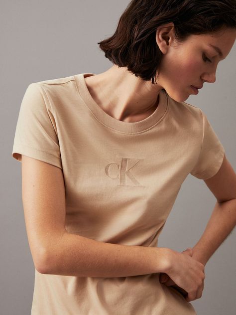 Polera Burn Out Ck Slim Beige Calvin Klein-3
