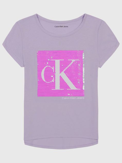 Polera Niña Colorblock Sequin Lila Calvin Klein-0