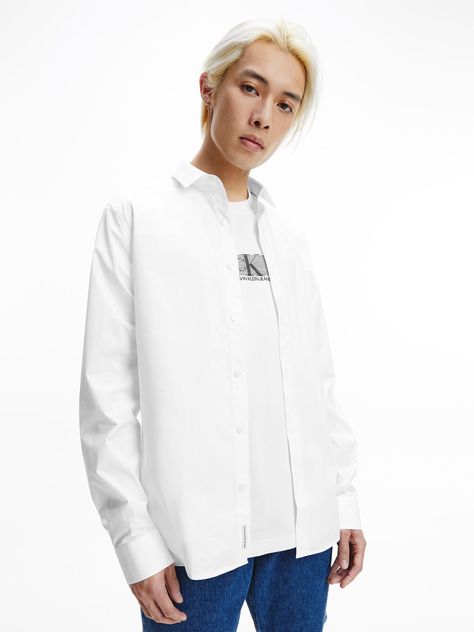 Camisa Ck Chest Slim Stretch Blanco Calvin Klein-0
