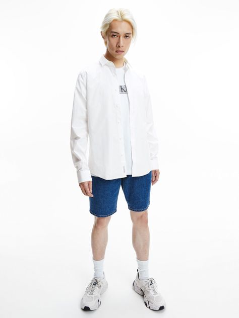 Camisa Ck Chest Slim Stretch Blanco Calvin Klein-1