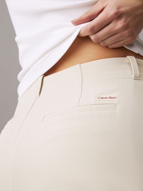 Pantalón Stretch Crepe Straight Crema Calvin Klein-3