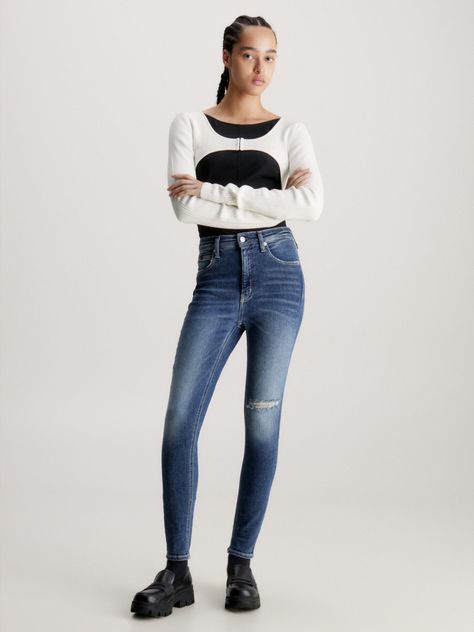 Jeans High Rise Super Skinny Ankle Azul-3