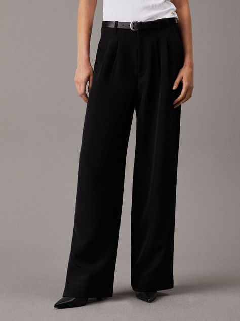 Pantalón Stretch Crepe Straight Negro Calvin Klein-0