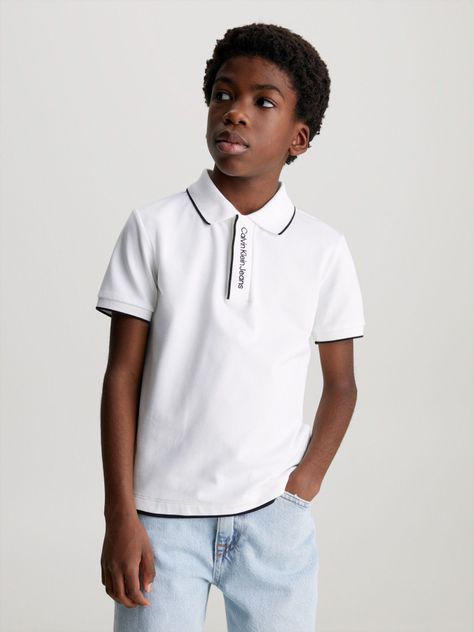 Polo Niño Intarsia Blanco Calvin Klein-0