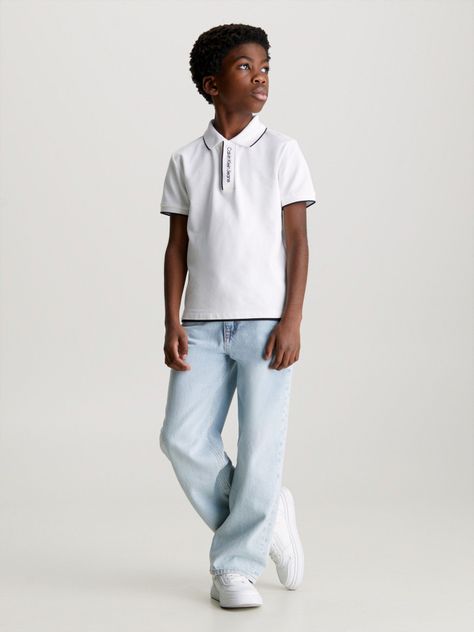 Polo Niño Intarsia Blanco Calvin Klein-1