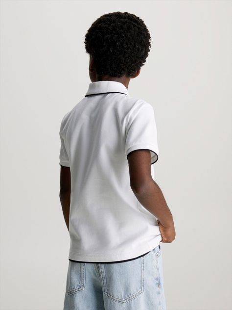 Polo Niño Intarsia Blanco Calvin Klein-2