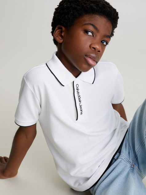 Polo Niño Intarsia Blanco Calvin Klein-3