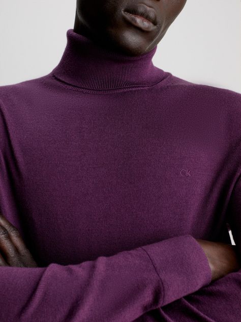 Sweater Cuello Alto Merino Morado Calvin Klein-3