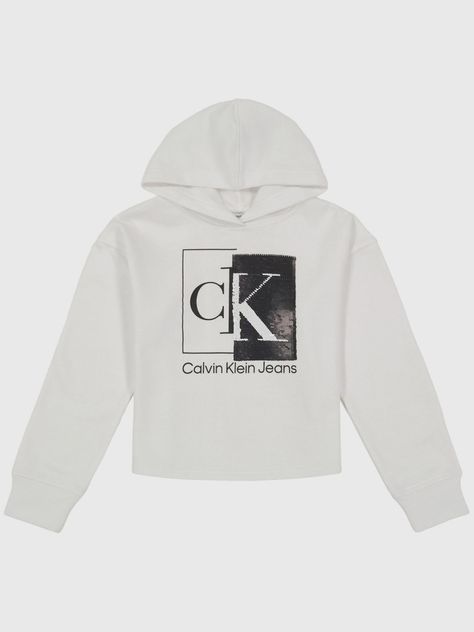 Polerón con Gorro Niña Split Box Blanco Calvin Klein-0