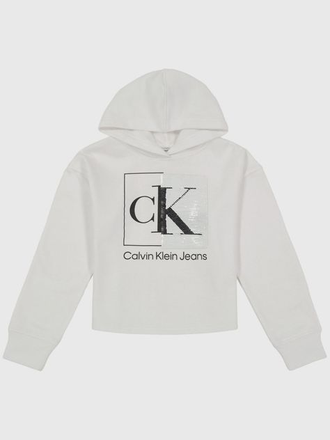 Polerón con Gorro Niña Split Box Blanco Calvin Klein-1