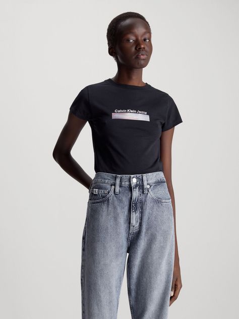 Polera Diffused Box Fitted Negro Calvin Klein-0
