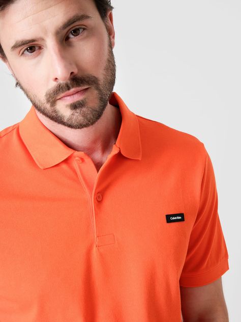 Polo Slim Button  Naranja Calvin Klein-3
