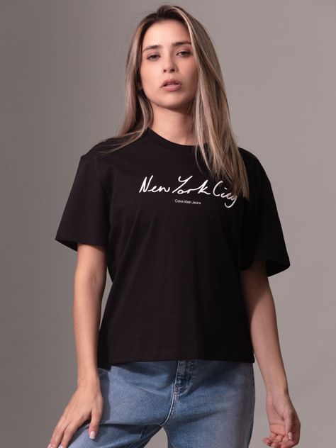 Polera Embroidered Nyc Relaxed Negro Calvin Klein-0