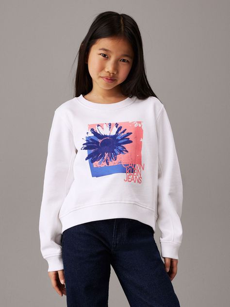 Polerón Niña Flower Graphic Blanco Calvin Klein-0