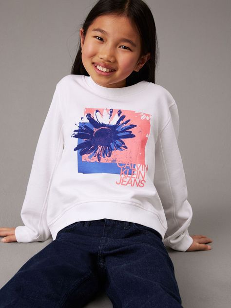 Polerón Niña Flower Graphic Blanco Calvin Klein-3