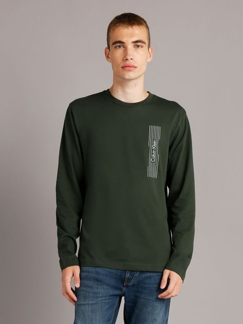 Polera LS Horizontal Logo Verde Calvin Klein-0