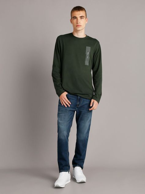 Polera LS Horizontal Logo Verde Calvin Klein-1