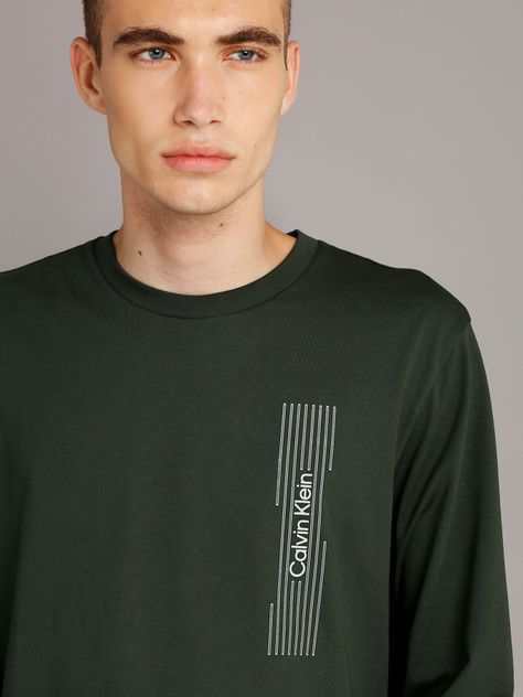 Polera LS Horizontal Logo Verde Calvin Klein-4