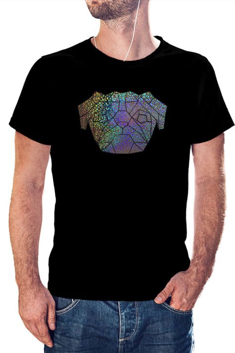 Polera Hombre diseño Perrito Pug Geométrico Holografico efecto circulo perro-0