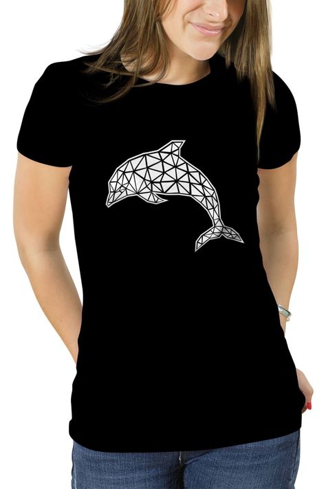 Polera mujer diseño Delfín Geométrico-0