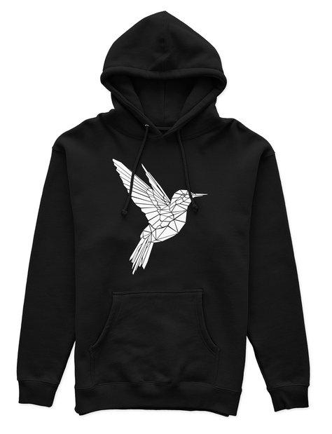 Polerón Canguro Unisex Negro - Colibrí Geométrico-0