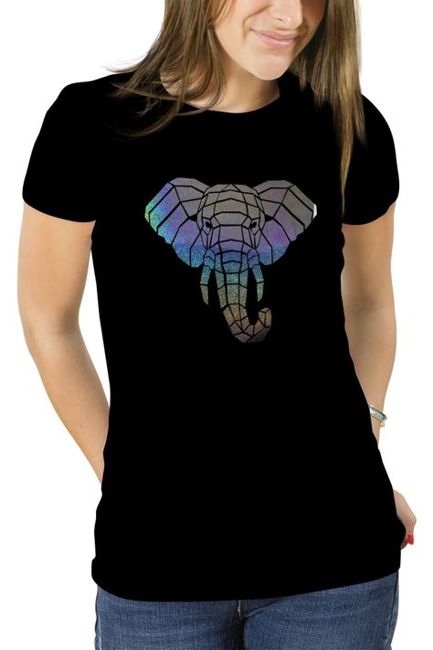 Polera mujer diseño Elefante Geométrico Holografico -0
