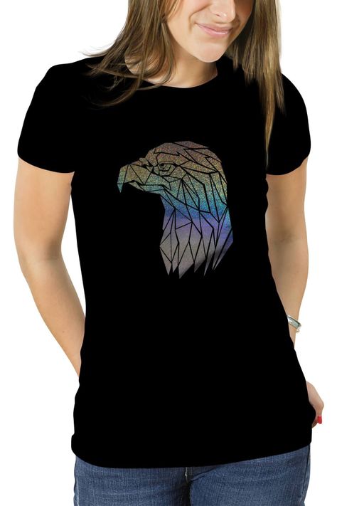 Polera mujer diseño Águila Geométrica Holografica -0
