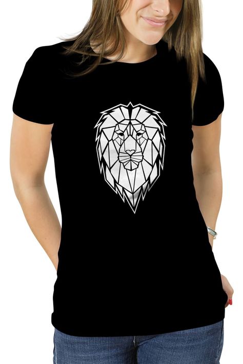 Polera mujer diseño León Geométrico-0