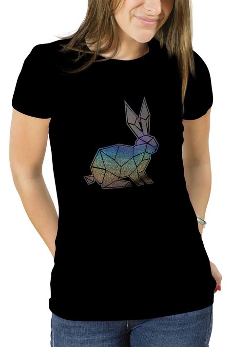 Polera mujer diseño Conejo Geométrico Holografico -0