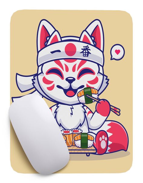 Mouse Pad zorro sushi Arte de animales - 17cm X 21cm D24-1