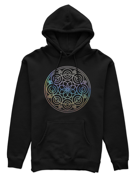 Polerón Canguro Unisex Negro - Mandala (4) holográfico-0