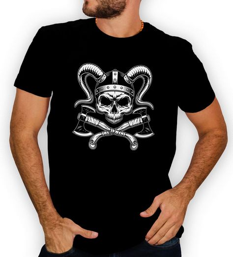 Polera hombre diseño Vikingo Skull calavera D5-0