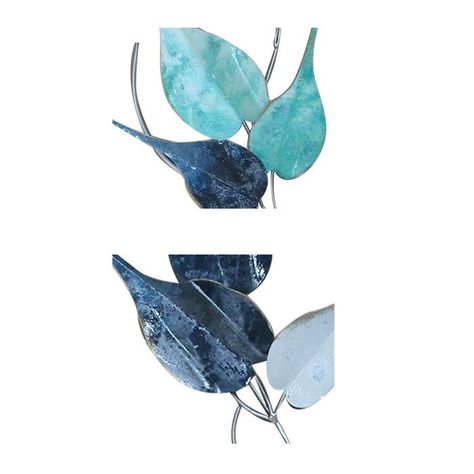 METAL WALL DECOR BLUE LEAVES (31 x 3 x 90 cm)-1
