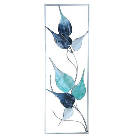 METAL WALL DECOR BLUE LEAVES (31 x 3 x 90 cm)-0