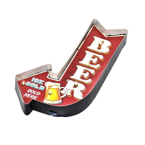 LETRERO VINTAGE LED BEER ICE COLD (22 x 5 x 42 cms.)-1