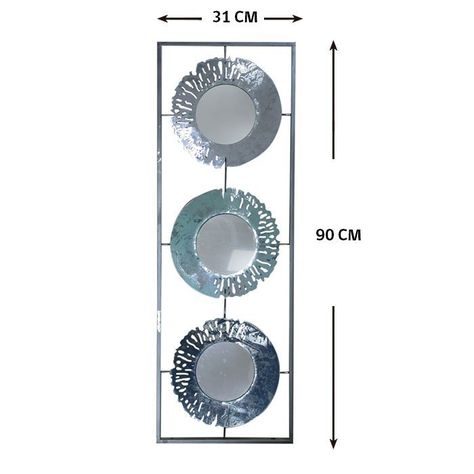 METAL WALL DECOR THREE MIRRORS ( 31 x 3 x 90 cm)-2