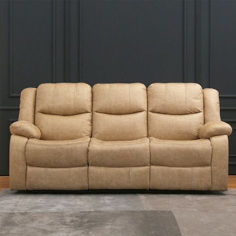 Sofá Reclinable 3 Cuerpos Beige C/Consola Smoke-0